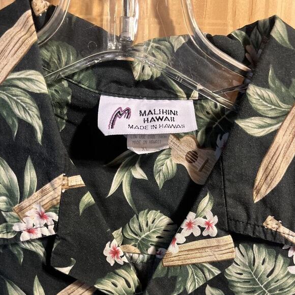 Malihini Vintage Men’s XL Black Floral SS Button Down Cotton Hawaiian Shirt - Picture 4 of 16